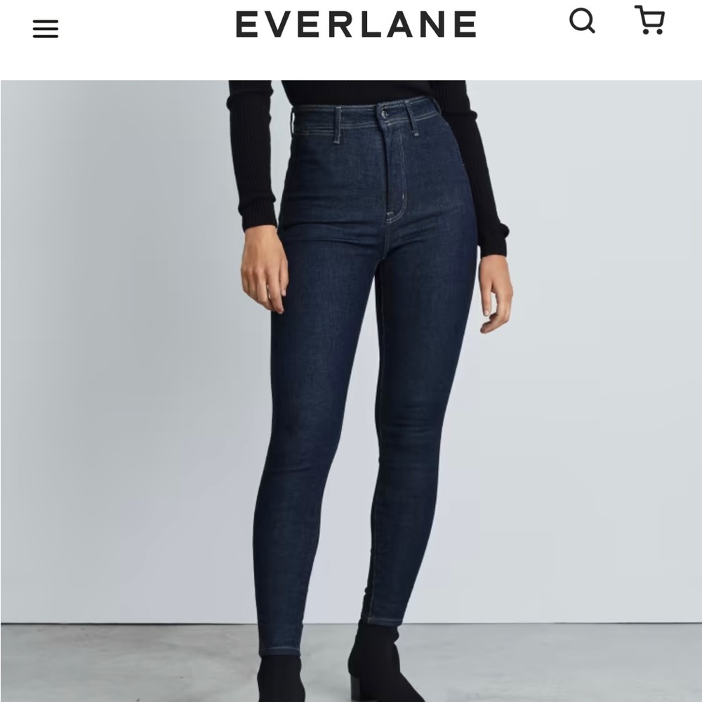 Everlane Way High Clean Front Skinny Jeans, dark indigo